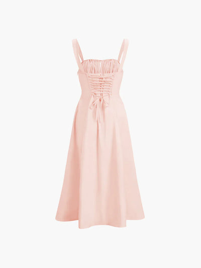 Lace-up Long Sling Midi Dress
