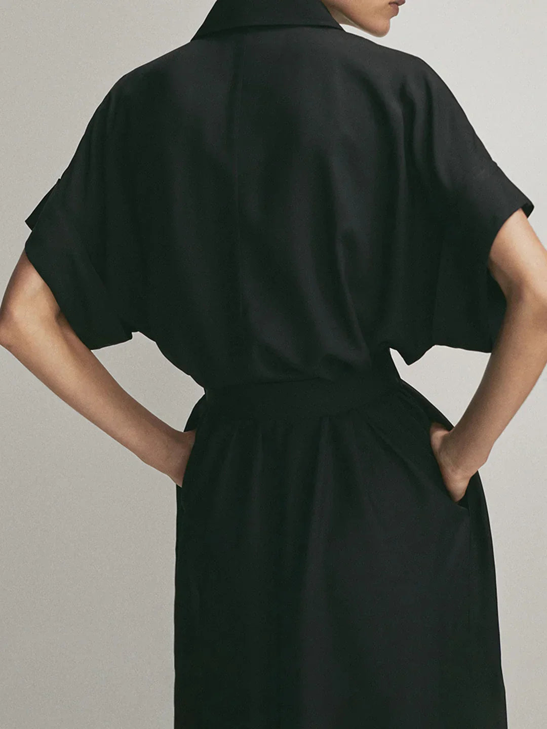 Always Elegant Polo Pockets Tied Midi Dress