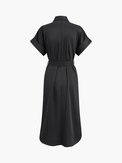 Always Elegant Polo Pockets Tied Midi Dress