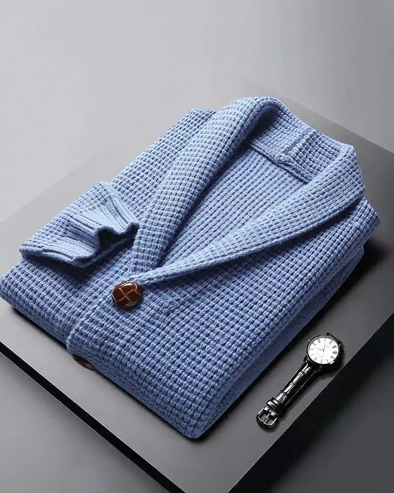 Wayne - Lapel Button Cardigan Sweater