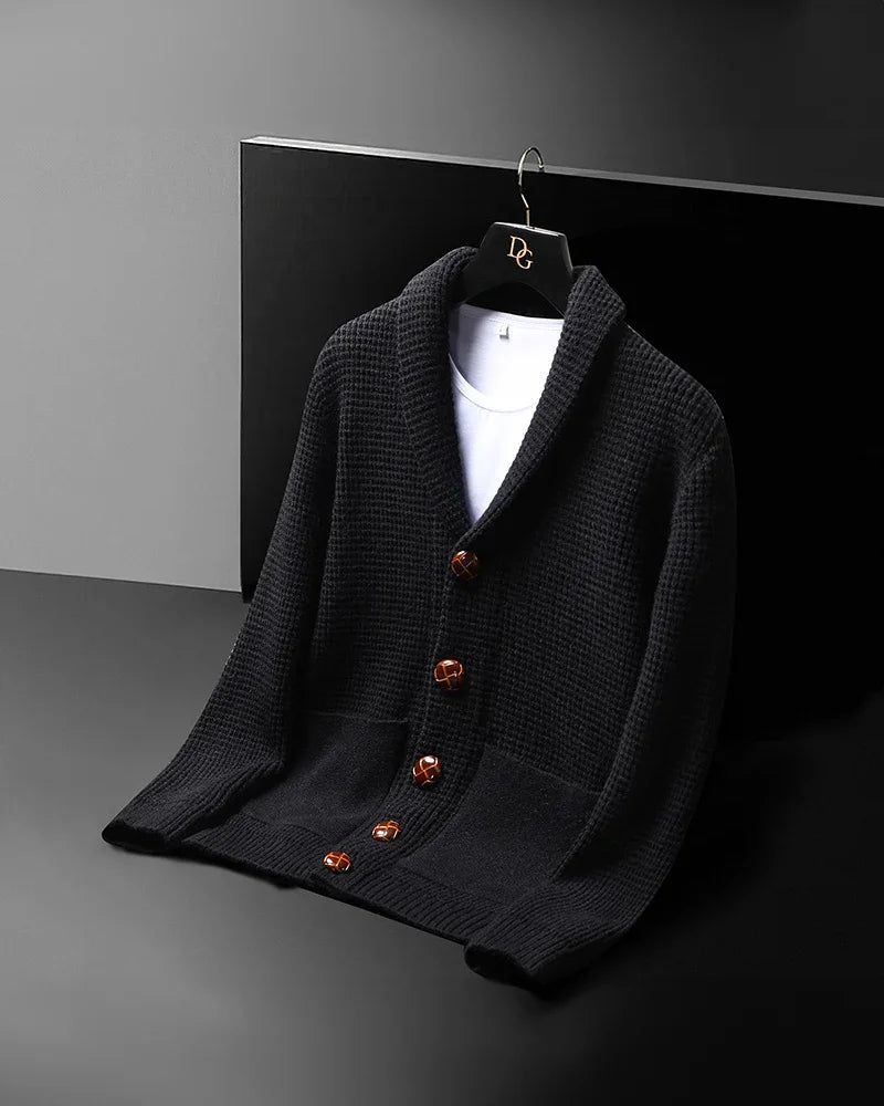 Wayne - Lapel Button Cardigan Sweater