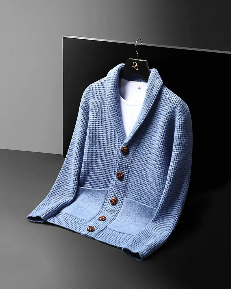 Wayne - Lapel Button Cardigan Sweater