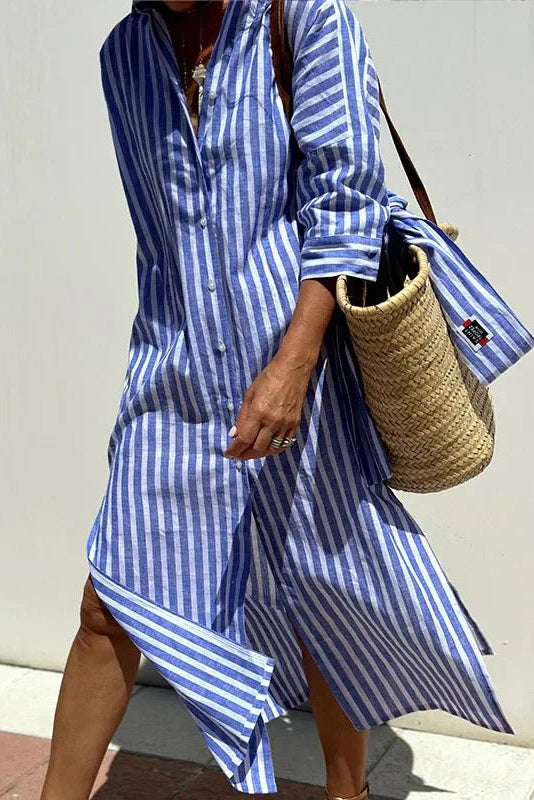 Isla | Coastal Stripe Shirt Dress