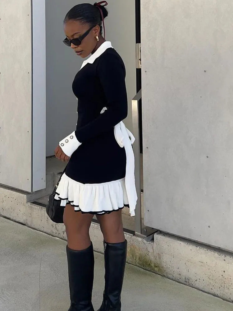 Ruffled Knit Mini Dress