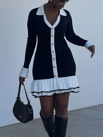 Ruffled Knit Mini Dress