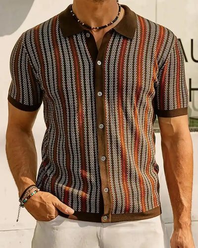 Larry - Knitwear Striped Jacquard Shirt