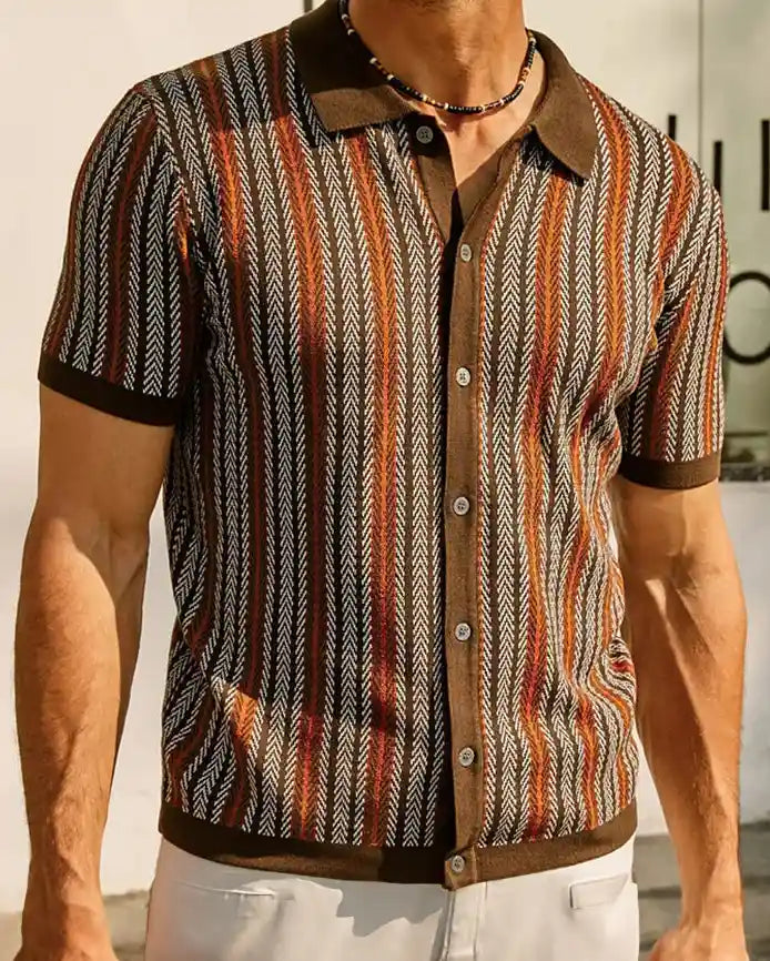 Larry - Knitwear Striped Jacquard Shirt