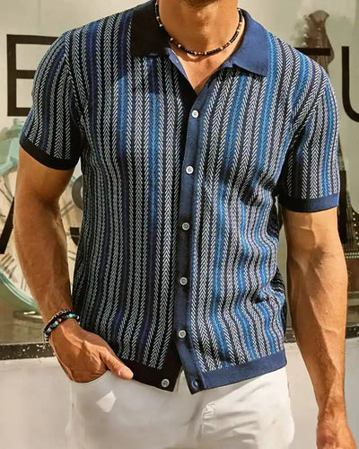 Larry - Knitwear Striped Jacquard Shirt