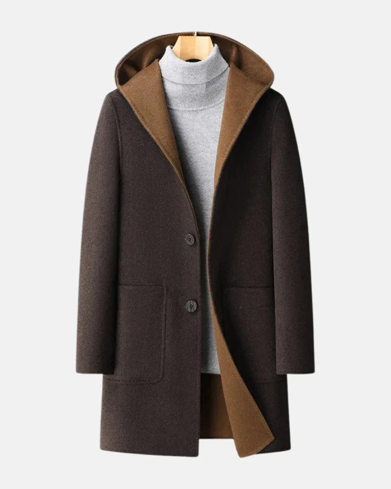 Regent Hooded Wool Overcoat