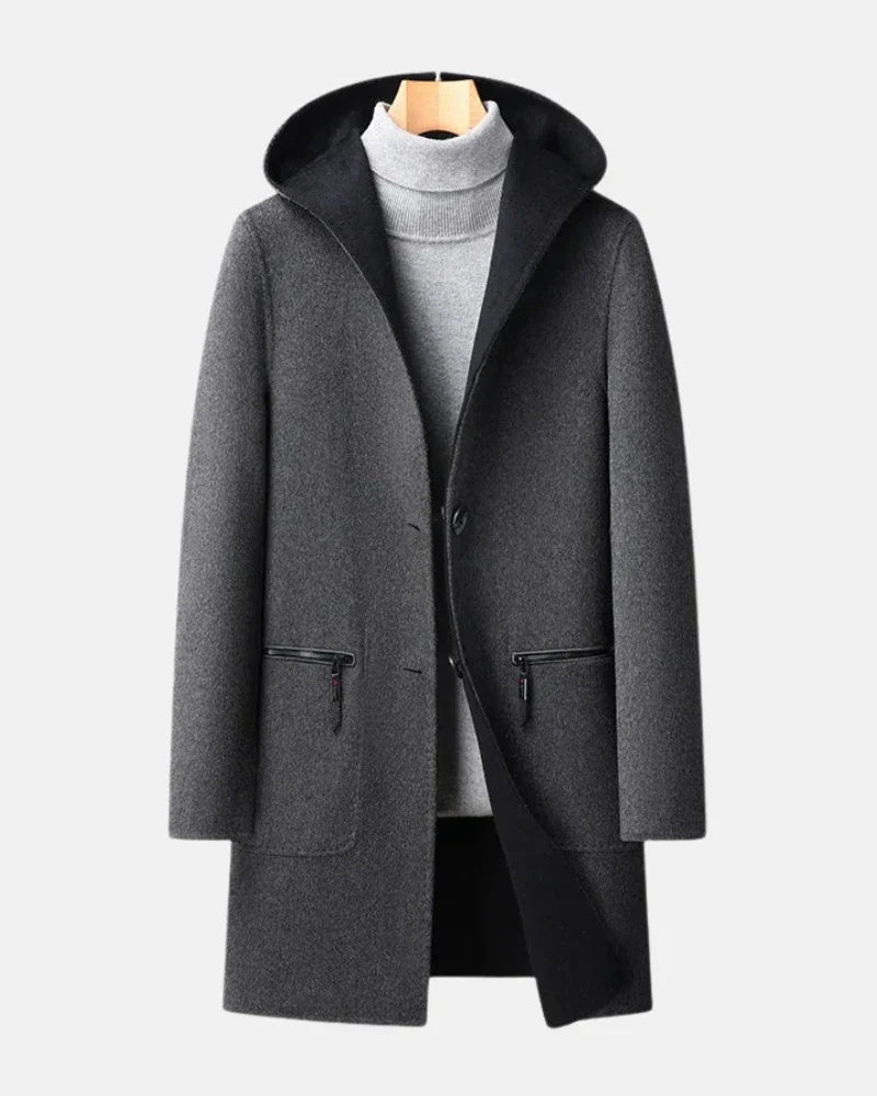 Regent Hooded Wool Overcoat