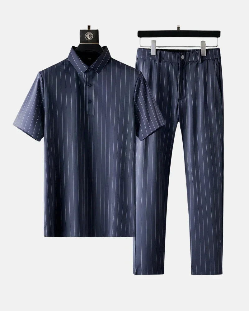 Ricco - Ice Silk Stripes Casual Set