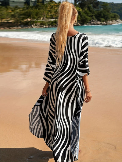 Olivia - Zebra Stripe Kaftan Dress