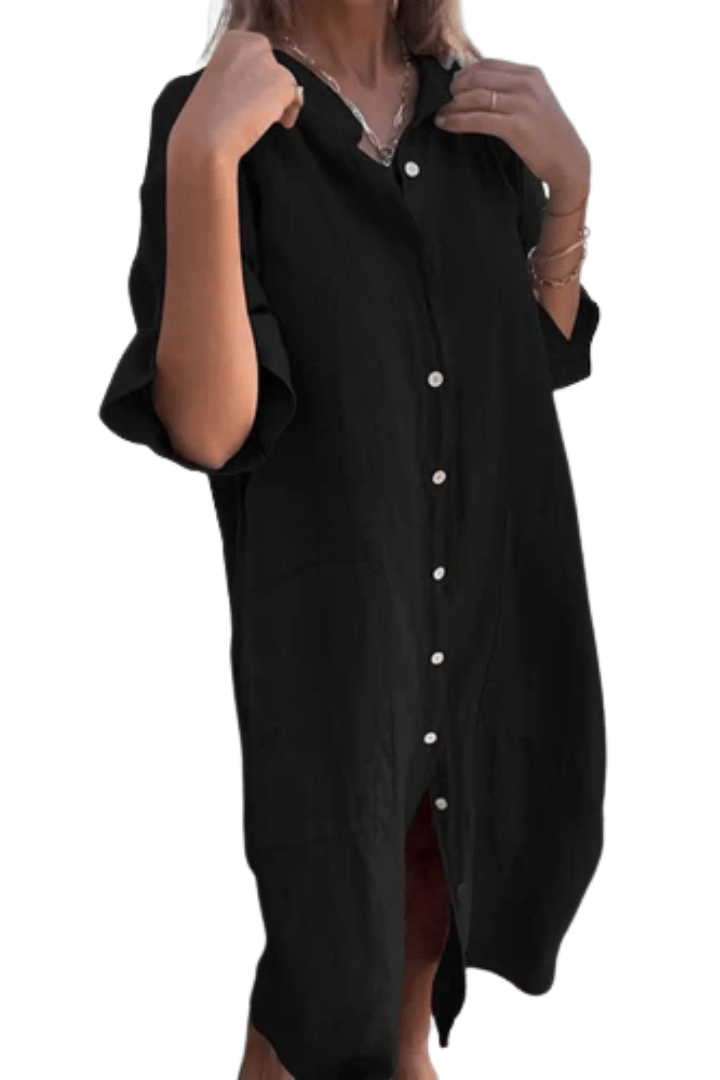 Cleo | Midnight Black Shirt Dress