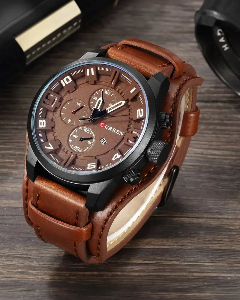 Max - Leather Strap Chronograph Watch