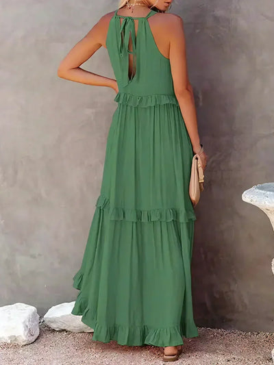 Emilia - Halter Ruffle Maxi Dress