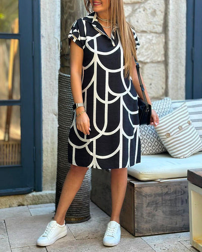 Briar - Geometric Print Polo Dress
