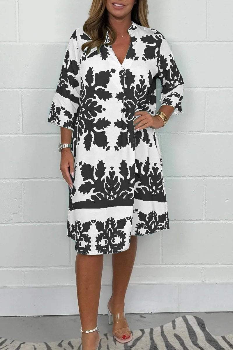 Delliah | Monochrome Grace Dress – Printed Dress
