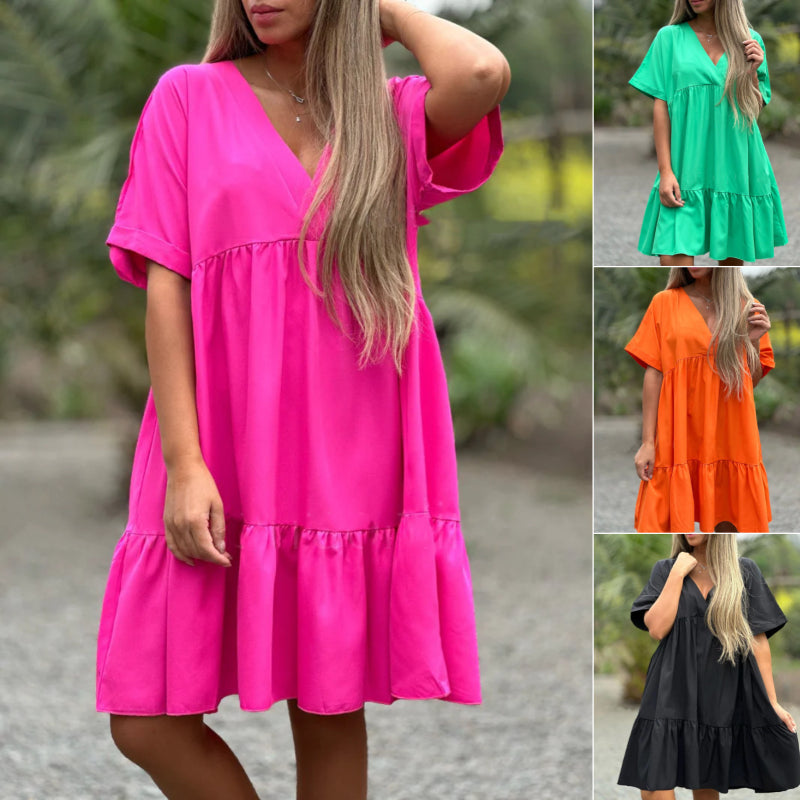 Cressia - V-Neck Babydoll Dress