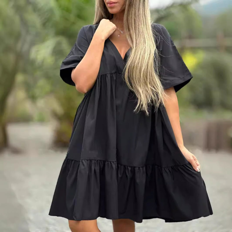 Cressia - V-Neck Babydoll Dress